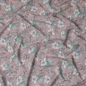 Blush Bloom Viscose Crepe Fabric - Floral Elegance, Soft Drape, 110cm Width (India)  - D17646