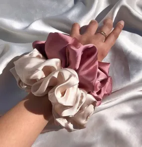 Blush Pink Satin Silk Scrunchies