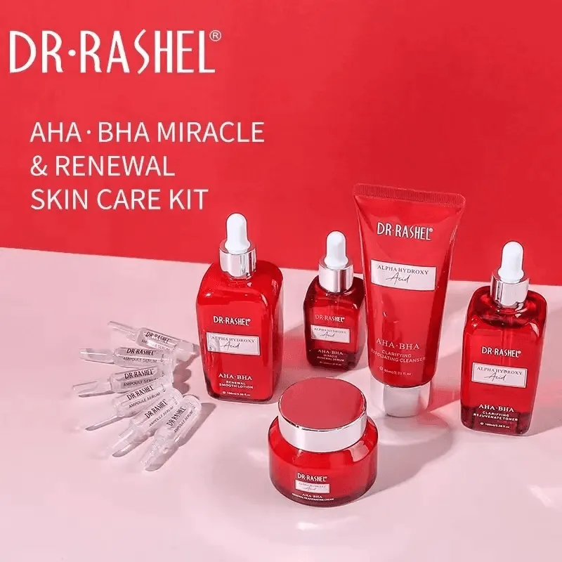 Dr.Rashel Alpha Hydroxy Acid AHA BHA Miracle Renewal Skin Care Kit - 11 Pcs Set