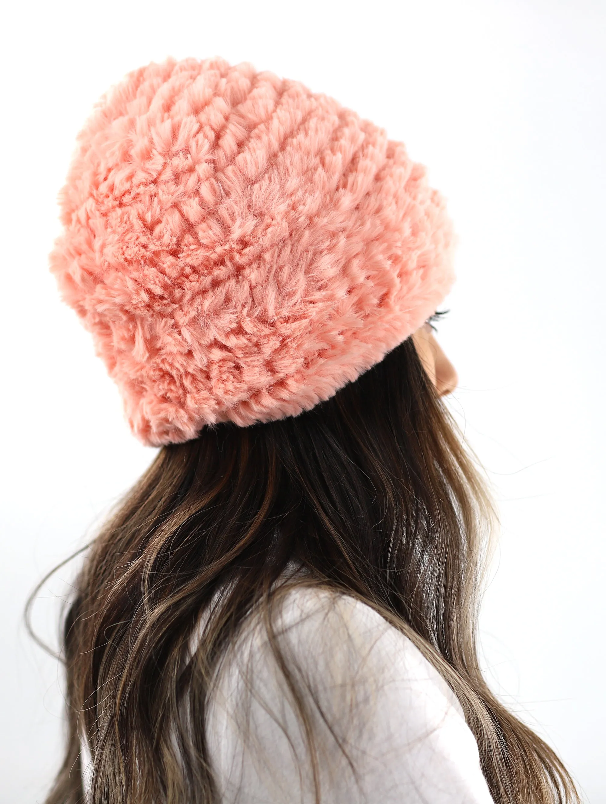 Faux Fur Plush Hat - Blush