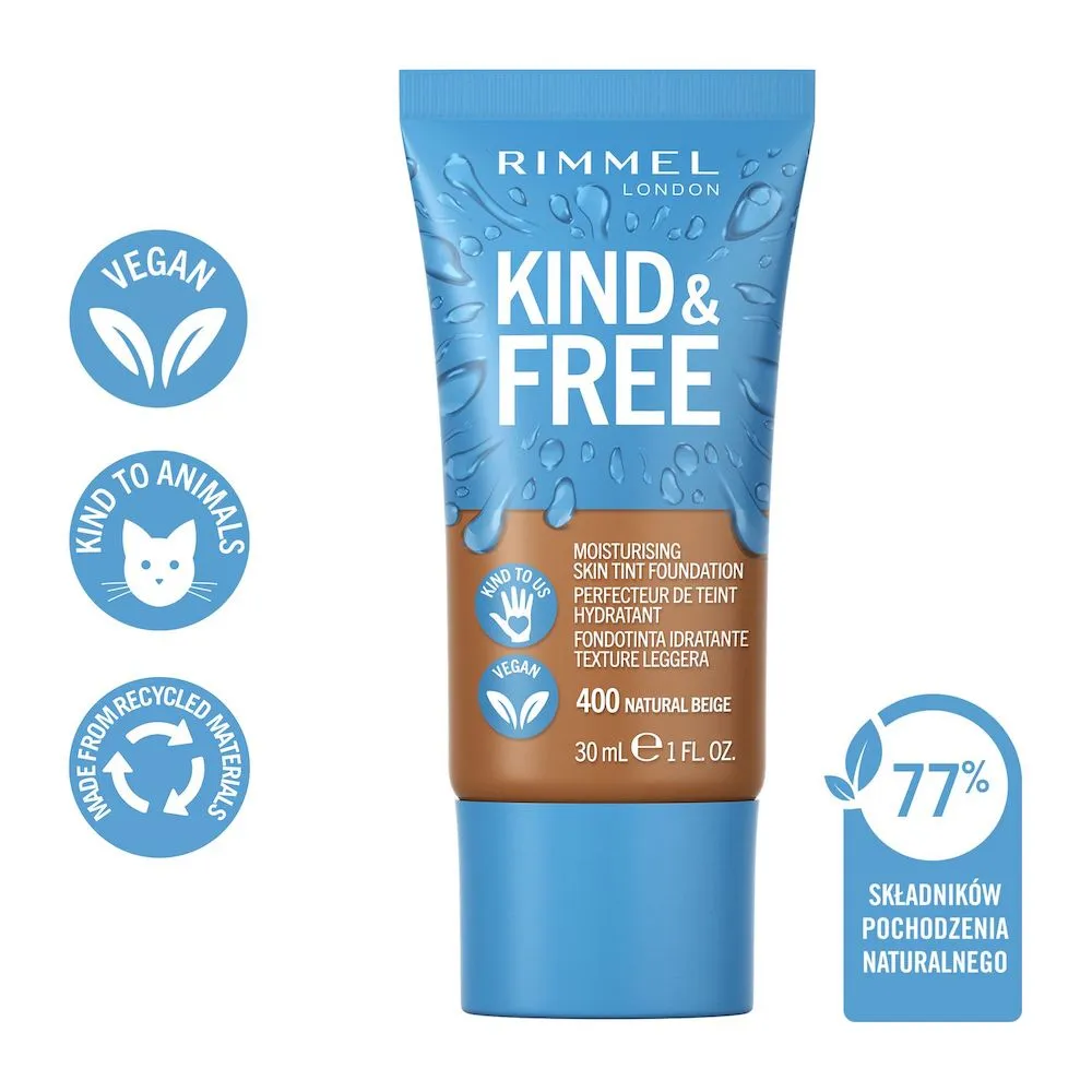 Kind & Free wegański podkład nawilżający 400 Natural Beige 30ml