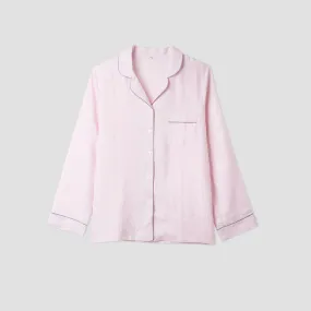 Men's Blush Pink Linen Pyjama Shirt (Top Only)