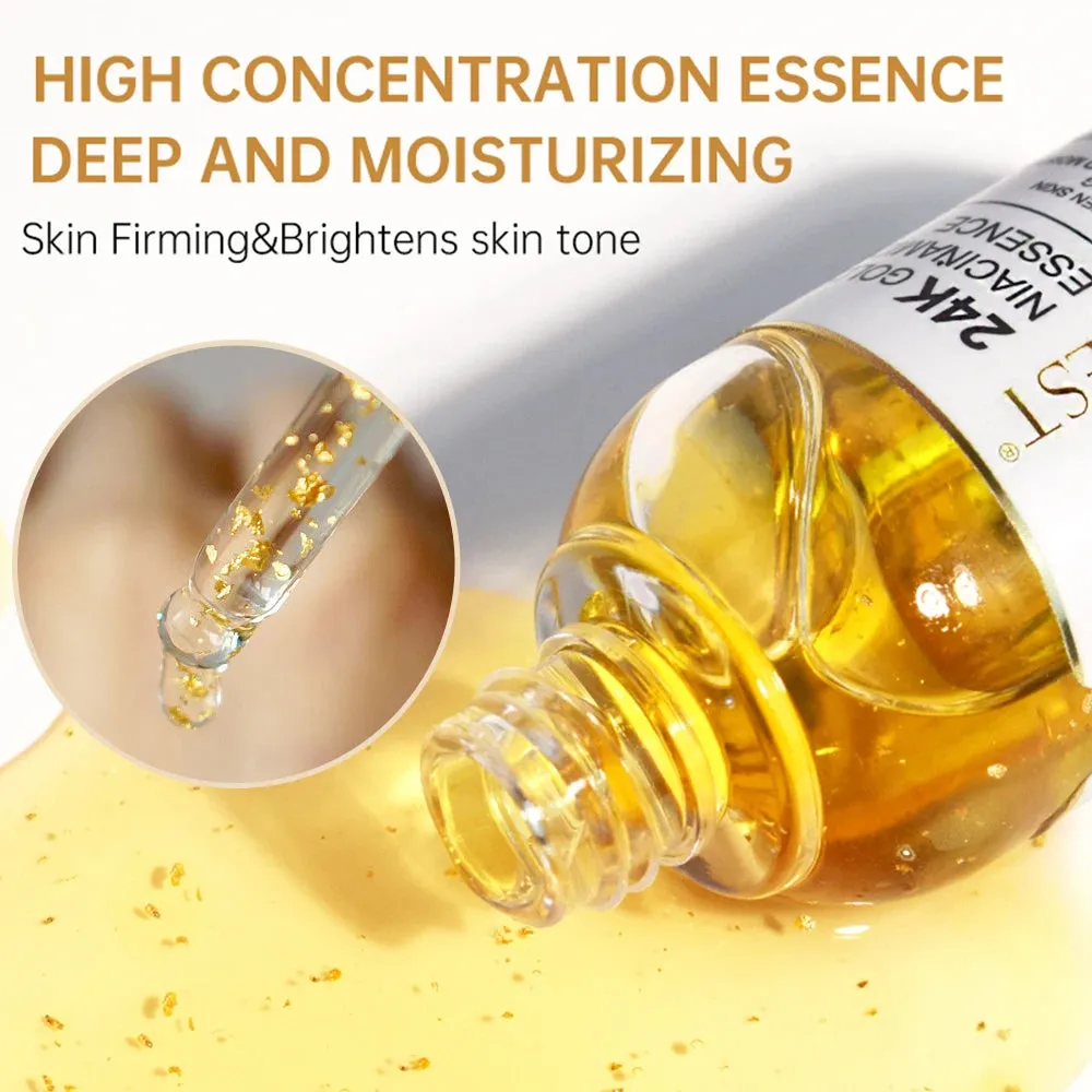 Niacinamide Face Serum Whitening Moisturizing Dark Spot Removal 24K Gold Hyaluronic Acid Rejuvenation Facial Serum Skin Care