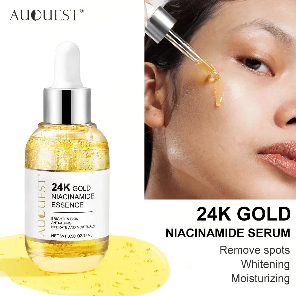 Niacinamide Face Serum Whitening Moisturizing Dark Spot Removal 24K Gold Hyaluronic Acid Rejuvenation Facial Serum Skin Care