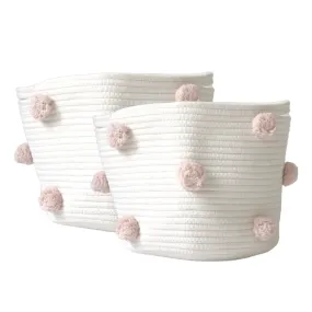 Set of 2 - Blush Pom Basket - Medium