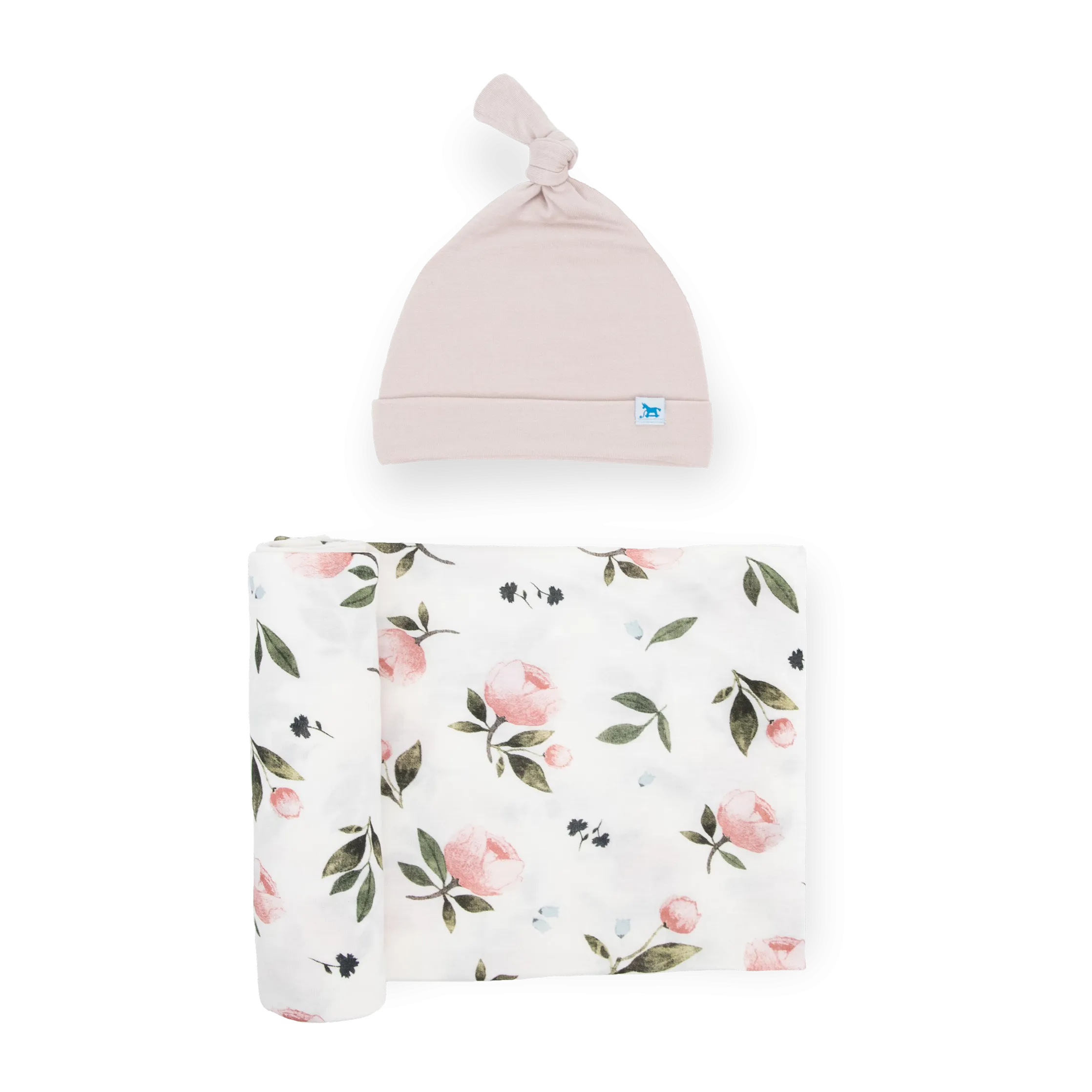 Stretch Knit Swaddle and Hat Set - Watercolor Rose