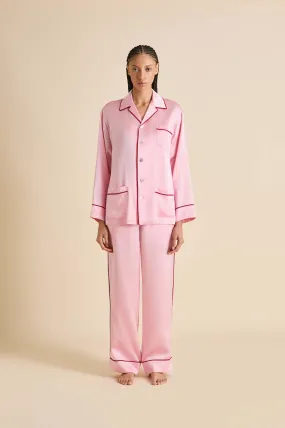 Yves Blush Pink Pajamas in Silk Satin