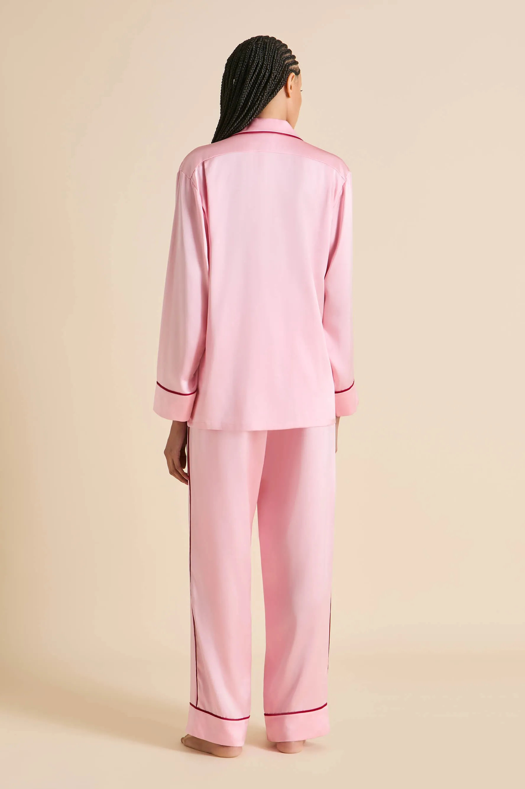 Yves Blush Pink Pajamas in Silk Satin