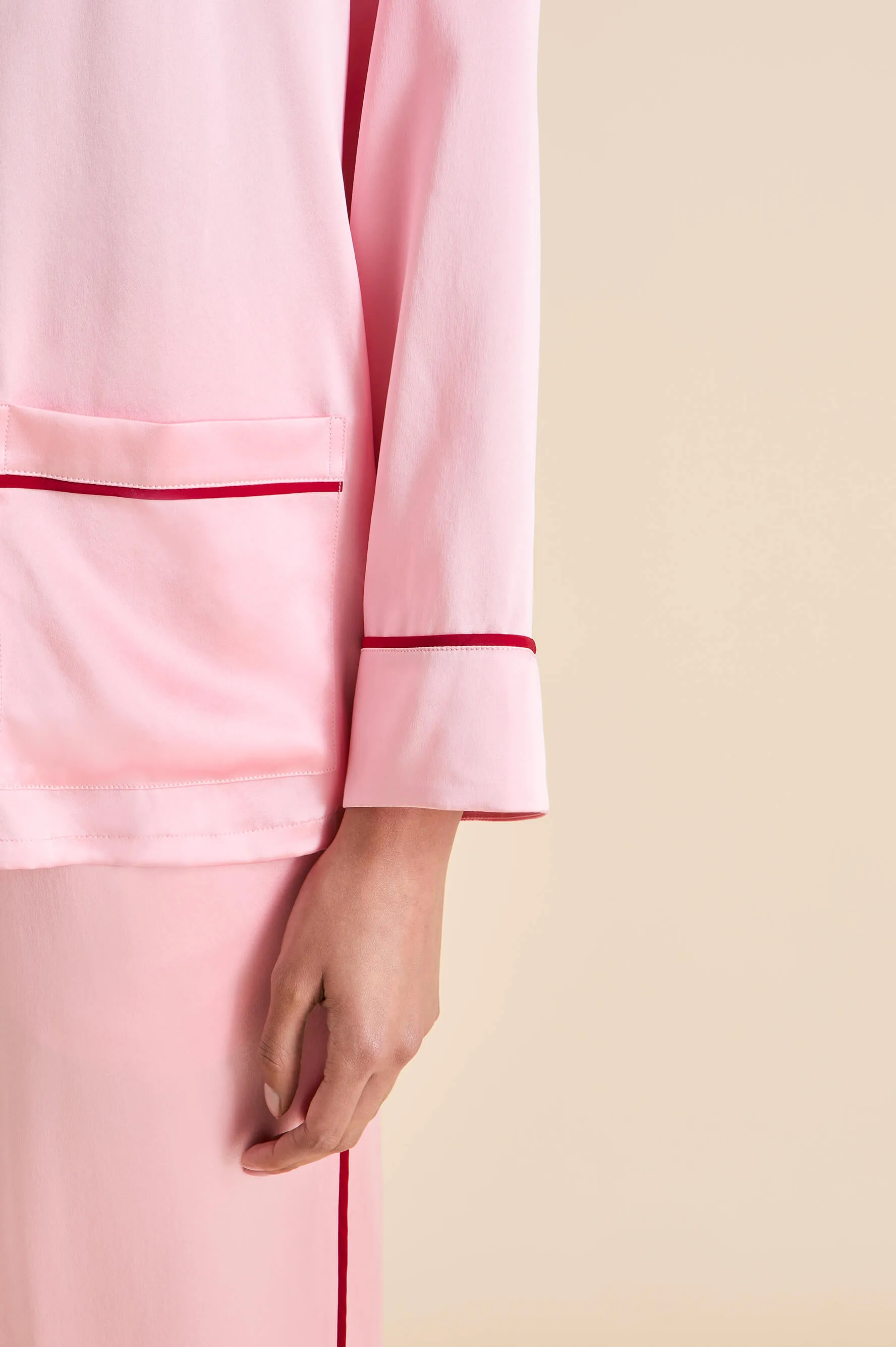 Yves Blush Pink Pajamas in Silk Satin